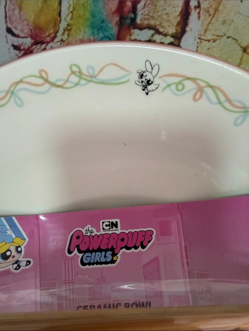 Cartoon Network White Ceramic noodle bowl with chopsticks powerpuff girls
